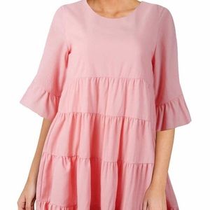 Ruffled short sleeve tiered dress